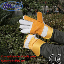 NMSAFETY cow split leather gloves double palm welding glove